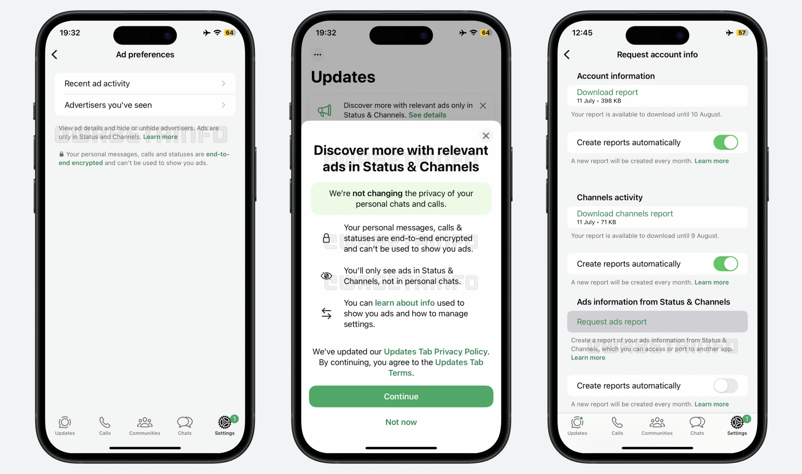 WhatsApp Beta Status Ads and Promoted Channels Screenshots